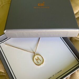CAI “M” Pendant 14k Gold Plated Necklace